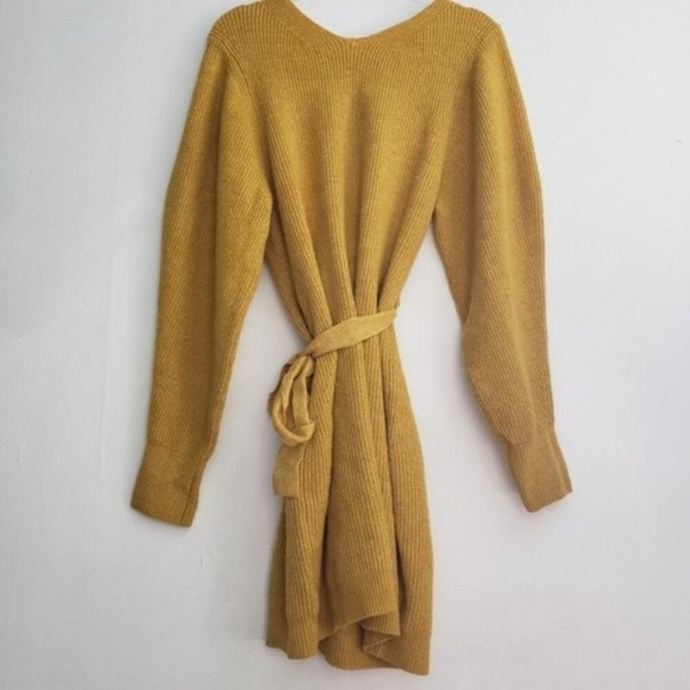 Free People Sienna Wrap Dress Mustard - Picture 4 of 9